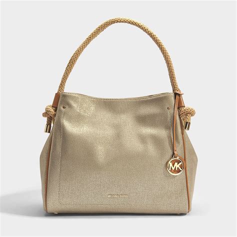 michael kors pale gold canvas tote|Michael Kors large grab bag.